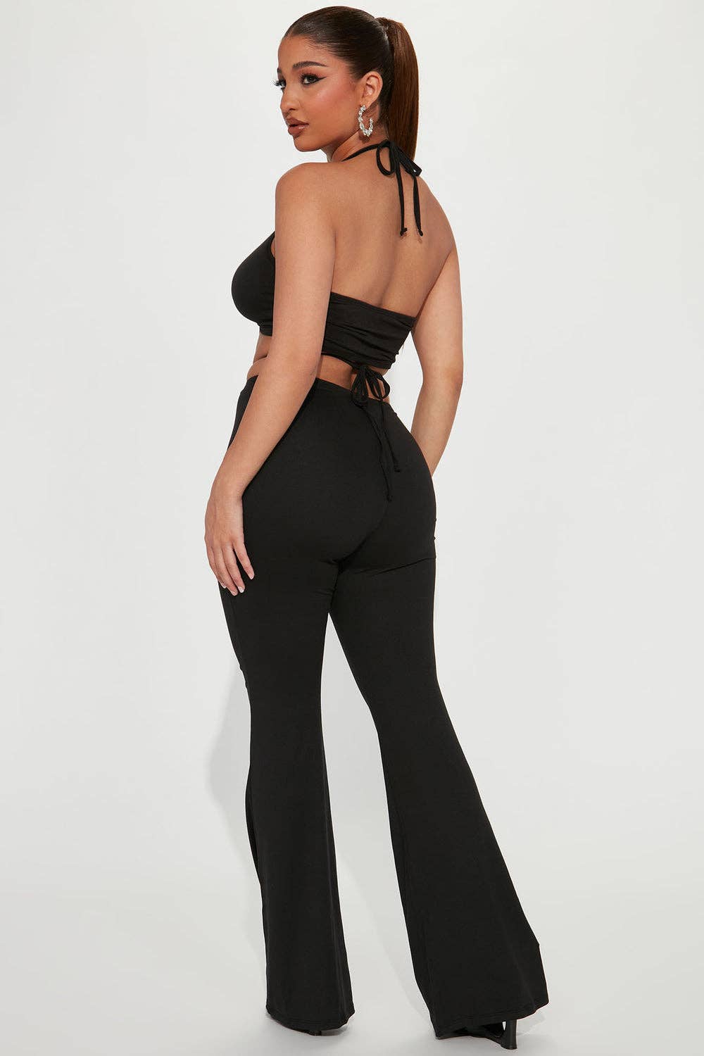 Fierce Fit Two-Piece Set – Halter Crop + Flared Bottoms