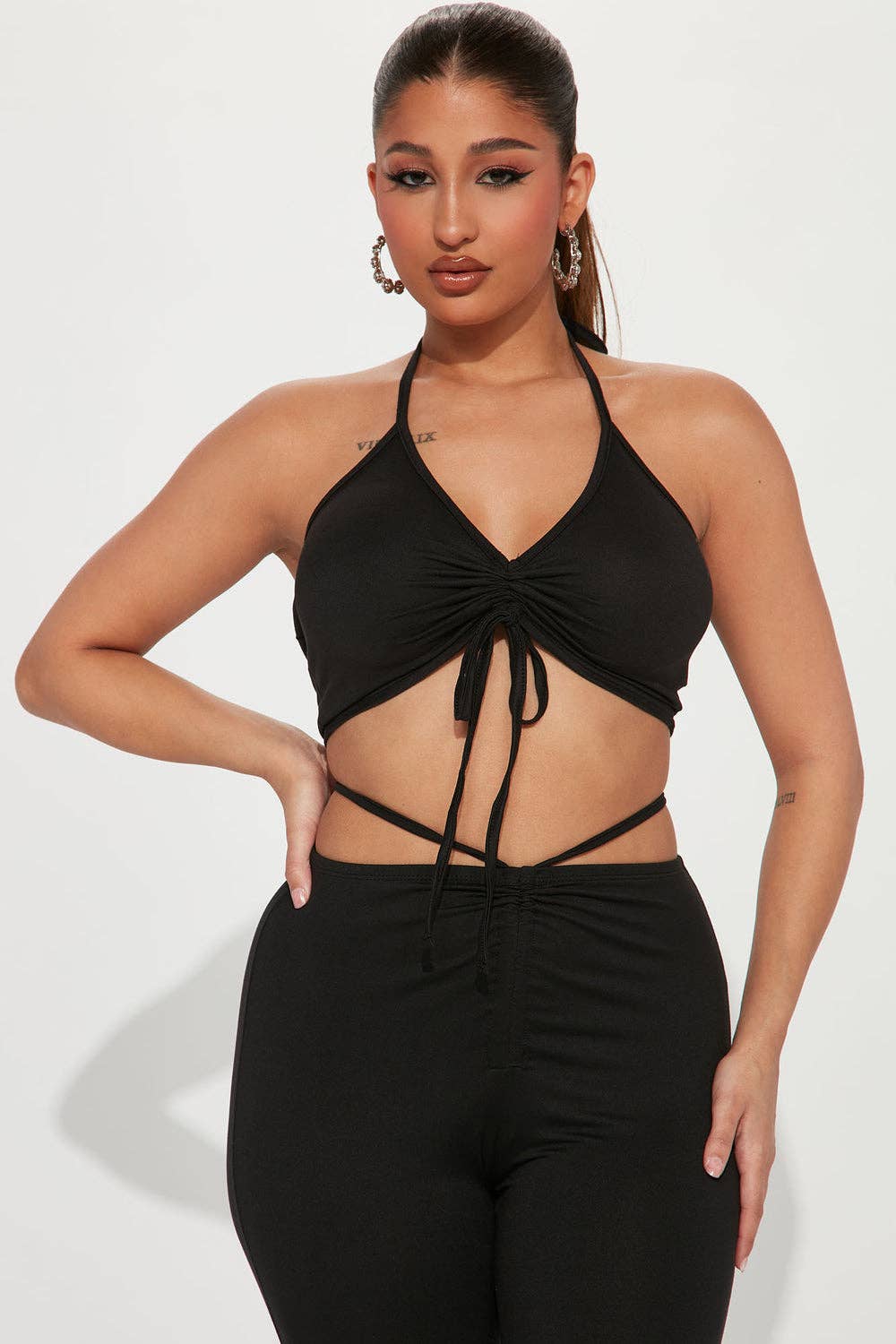Fierce Fit Two-Piece Set – Halter Crop + Flared Bottoms